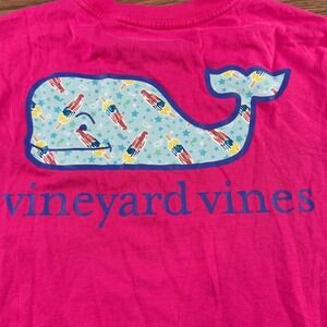 Vineyard Vines Kids Pink Popsicle Whale Pocket T-Shirt Size S 8-10 Short Sleeve